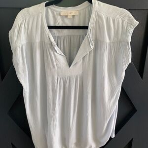 LOFT Ice Blue V-Neck Blouse